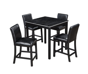 English Elm 5 Piece Counter Height Table Set - Modern Wooden Dining Set With Crystal Accents & Upholstered Chairs W1998S00038