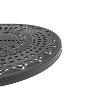 English Elm 7-Piece All-Weather Cast Aluminum Dining Set With 6 Cushioned Swivel Chairs And Oval Table, Black Frame W1710S00467