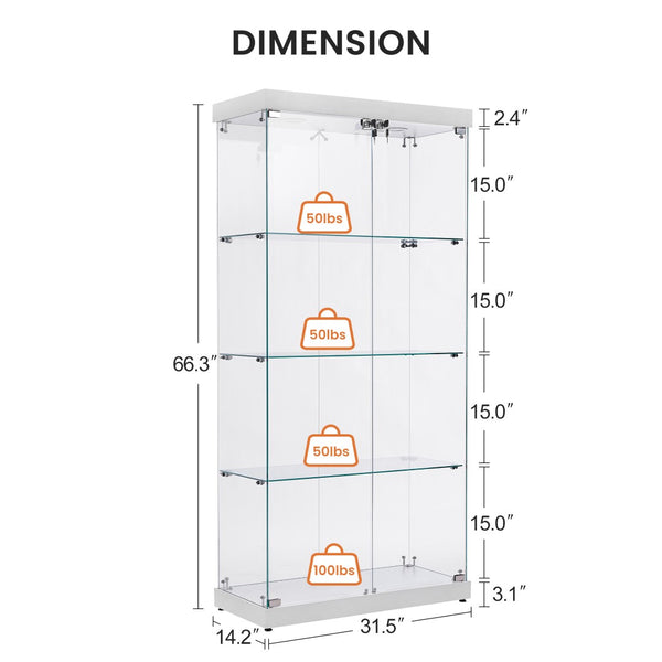 English Elm Glass Display Case Replacement Door and Side Panel Set for Clear Unobstructed Showcasing W1668141351