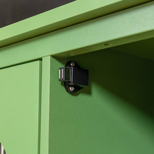 English Elm 71-inch Antique Green TV Console Table with Solid Wood Frame, Changhong Glass Doors & Metal Handles — Stylish Media Center for Bedroom or Kids' Room (74.8x22.05x7.87) W67966833