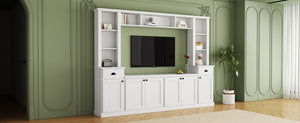 English Elm Minimalist Modular Wall Unit White Veneer Four Piece Living Room Storage System N721S000061K