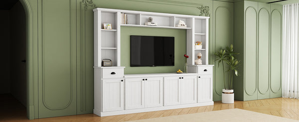 English Elm Minimalist Modular Wall Unit White Veneer Four Piece Living Room Storage System N721S000061K