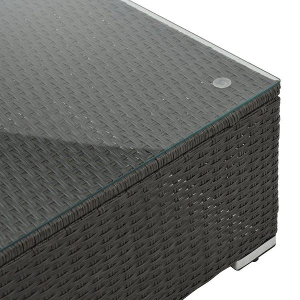 English Elm Patio Furniture Sets - Modern Pe Wicker Seating With Glass Table, Cushions & Easy Maintenance Comfort W1703S00013-GIGA