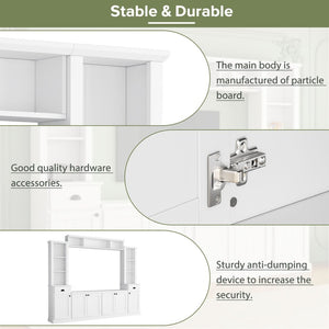 English Elm Minimalist Modular Wall Unit Four Piece Entertainment System Fits Tvs up to 75 Inches White SD000031AAK