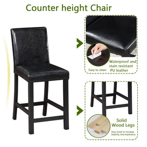 English Elm 5 Piece Counter Height Table Set - Modern Wooden Dining Set With Crystal Accents & Upholstered Chairs W1998S00038