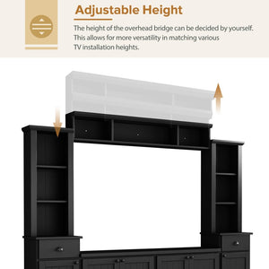 English Elm Minimalist Modular Wall Unit Four Piece Entertainment System Fits Tvs up to 75 Inches Black SD000031AAB