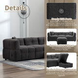 Hearth and Haven 87.7" Sectional Sofa Cozy Teddy Fleece Fabric Sectional Sofa Couch with Two Usb Ports a Movable Storage Ottoman and Two Lumbar Pillows For Living Room SG001400AAE