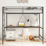 Christopher Knight Home® - Noble House - Adam Sturdy Twin Loft Bunk Black With Cinnamon Wood Desk And Closet Rod For Adult And Kids, And Easy Climbing With Sturdy Ladder, Space Saving