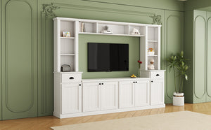 English Elm Minimalist Modular Wall Unit White Veneer Four Piece Living Room Storage System N721S000061K
