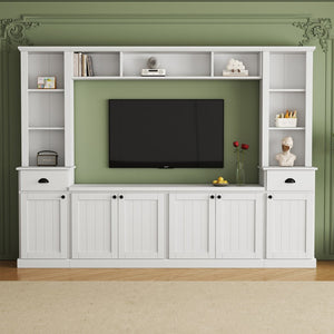 English Elm Minimalist Modular Wall Unit White Veneer Four Piece Living Room Storage System N721S000061K