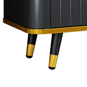 English Elm On-trend Glam Minimalist Media Console with Gold Iron Legs Open Shelf for Living Room Gold+Black WF320395AAB
