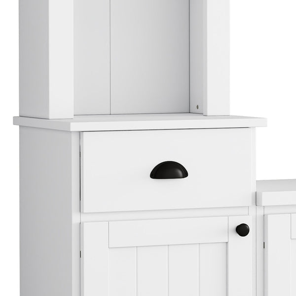 English Elm Minimalist Modular Wall Unit White Veneer Four Piece Living Room Storage System N721S000061K