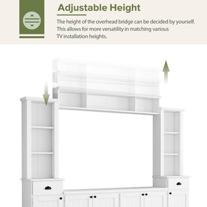 English Elm Minimalist Modular Wall Unit Four Piece Entertainment System Fits Tvs up to 75 Inches White SD000031AAK