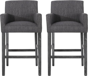 English Elm Upholstered Counter Stools Set of Two with Armrests Rubberwood Base Kitchen Island 71253.00CHAR-2