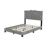 Hearth and Haven Full Size Upholstered Bed Frame with Rivet Design, Modern Velvet Platform Bed with Tufted Headboard, Gray WF317301AAE