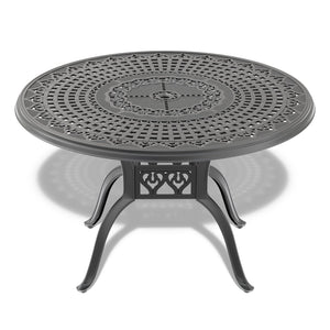 English Elm 5-piece Cast Aluminum Outdoor Dining Set with Ornate Relief Patterned Chairs and Table W1710S00564