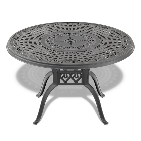 English Elm 5-piece Cast Aluminum Outdoor Dining Set with Ornate Relief Patterned Chairs and Table W1710S00564