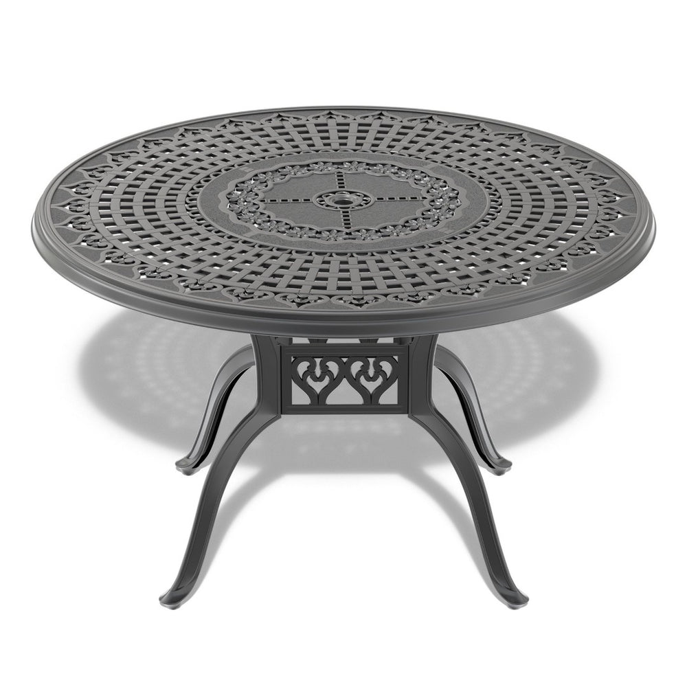 English Elm 47.24-Inch Cast Aluminum Patio Dining Table With Umbrella Hole, Seats 6 - Elegant & Durable Design W1710P166032-GIGA