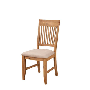 English Elm Slatted High Back Solid Wood Dining Chairs Set of 2 with Padded Seat Antique Style B056P163189