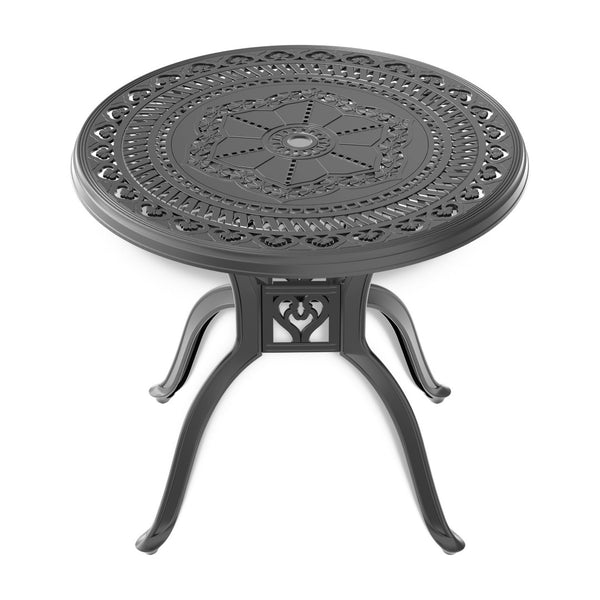 English Elm 5-piece Cast Aluminum Outdoor Dining Set with Ornate Patterned Frame and Weather Cushions W1710S00542