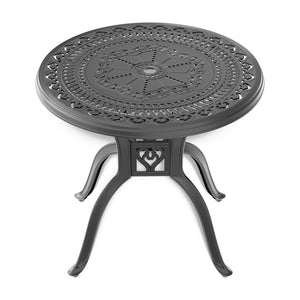 English Elm 5-piece Cast Aluminum Outdoor Dining Set with Floral Carved Chairs and Weather Resistant Cushions W1710S00541