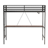 Christopher Knight Home® - Noble House - Adam Sturdy Twin Loft Bunk Black With Cinnamon Wood Desk And Closet Rod For Adult And Kids, And Easy Climbing With Sturdy Ladder, Space Saving