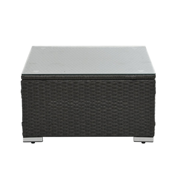 English Elm Patio Furniture Sets - Stylish 7-Piece Hand-Woven Wicker Collection With Plush Cushions & Glass Tabletop W1703S00034-GIGA