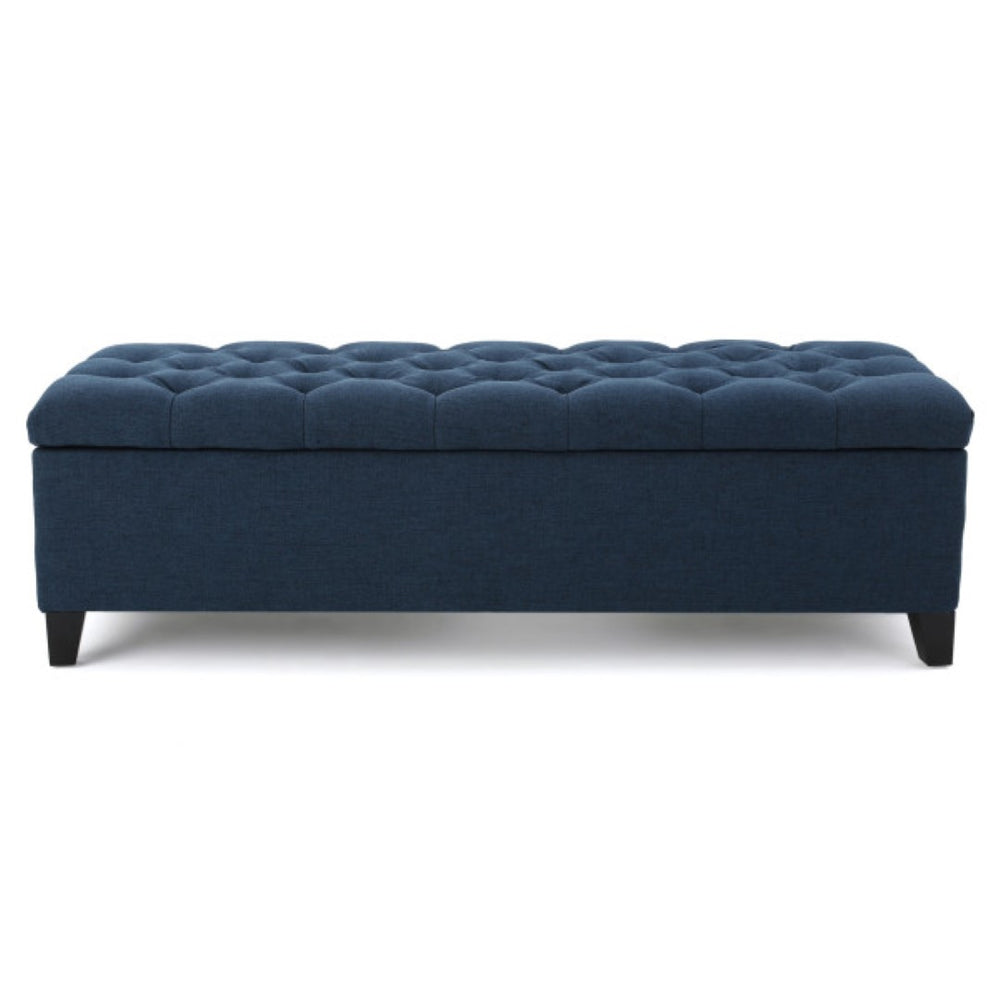 English Elm Glouster Tufted Storage Ottoman Bench with Diamond Stitching for Living Room or Bedroom Navy Blue 59337.00DBL