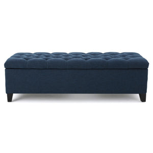 English Elm Glouster Tufted Storage Ottoman Bench with Diamond Stitching for Living Room or Bedroom Navy Blue 59337.00DBL