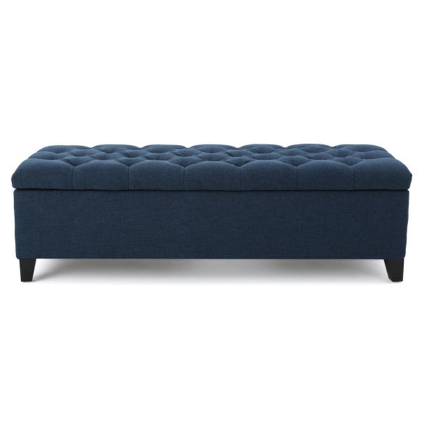English Elm Glouster Tufted Storage Ottoman Bench with Diamond Stitching for Living Room or Bedroom Navy Blue 59337.00DBL