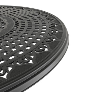 English Elm 5-Piece Cast Aluminum Patio Furniture Set With Plush Brown Cushions For Stylish Outdoor Dining W1710S00091