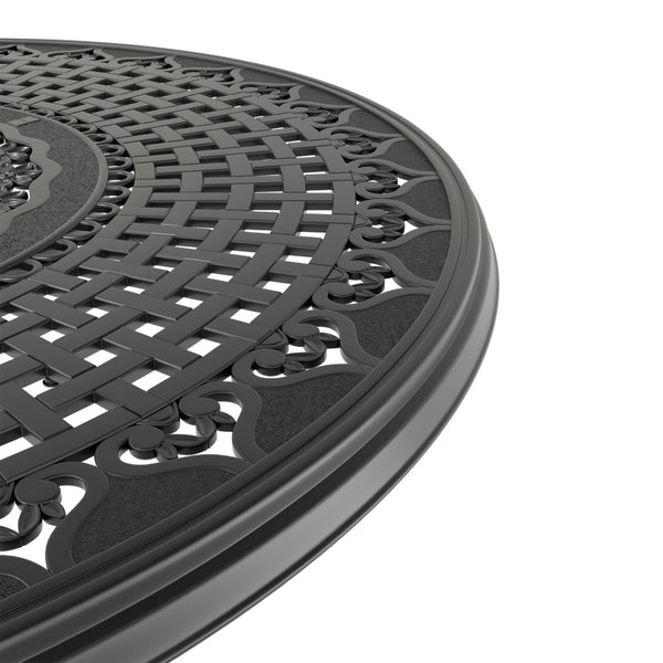 English Elm 5-Piece All-Weather Cast Aluminum Dining Set With 4 Swivel Chairs & Round Table For Outdoor Fun P2 W1710S00270-GIGA