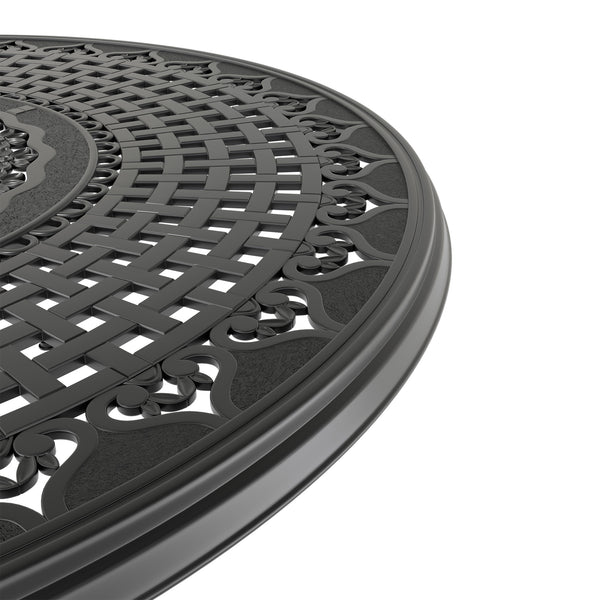 English Elm 7-Piece All-Weather Cast Aluminum Dining Set With 6 Swivel Chairs & Round Table For Outdoor Comfort W1710S00449