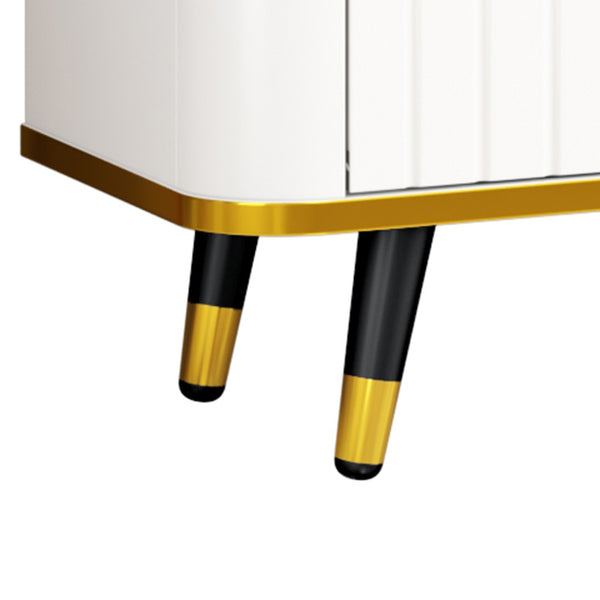 English Elm On-trend Glam Minimalist Media Console with Gold Iron Legs Open Shelf for Living Room White+Gold WF320395AAK