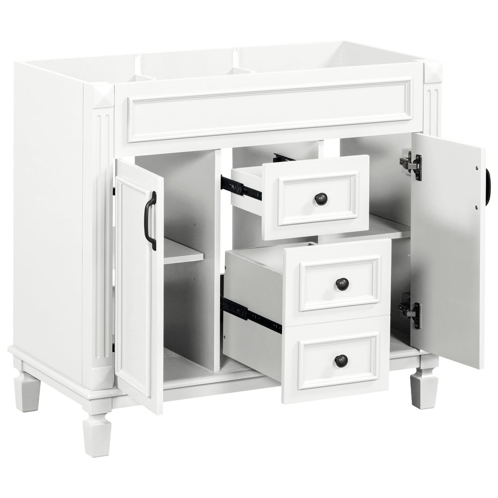 English Elm 36'' Modern Bathroom Vanity Cabinet Only with 2 Soft-Close Doors & 2 Drawers, Sturdy 300lb Capacity White N710P236997K