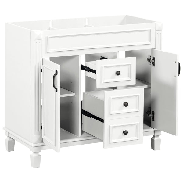 English Elm 36'' Modern Bathroom Vanity Cabinet Only with 2 Soft-Close Doors & 2 Drawers, Sturdy 300lb Capacity White N710P236997K
