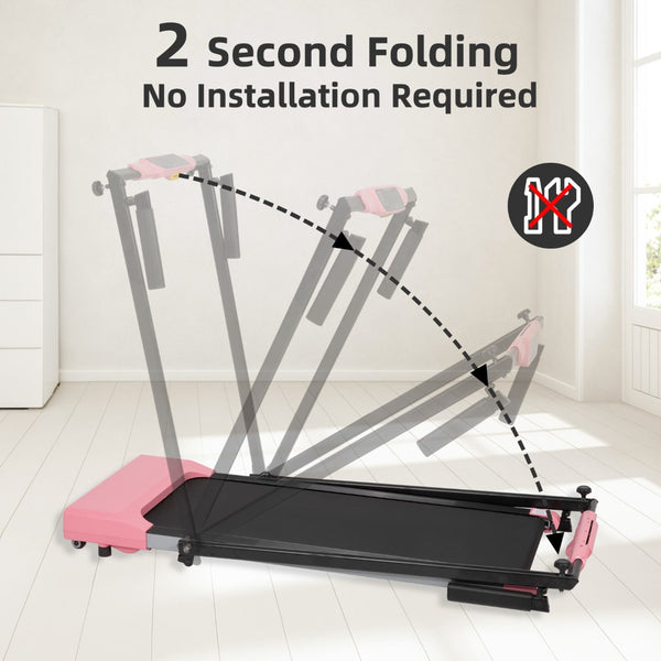 English Elm Treadmills for Home Office Use with Led Display Compact Under Desk Walking Running Pink W1303113536