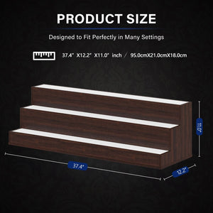 English Elm Led Illuminated 3 Tier Freestanding Bar Bottle Display Shelf with App Remote Control Walnut W2178P163235