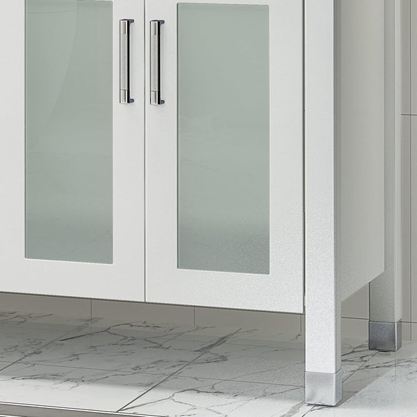 English Elm Christopher Knight Home® - 72'' White Vanity Cabinet 72" Double Sink Base with Frosted Glass Doors, Soft-Close Drawers, Solid Wood 65597.00