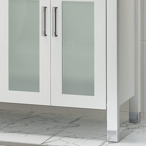 English Elm Christopher Knight Home® - 73'' Luxury Bathroom Vanity with Marble Top & Dual Ceramic Sinks, Freestanding 4-Door 3-Drawer Cabinet White N759S999013K