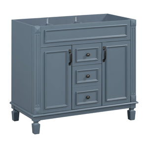 English Elm 36'' Modern Bathroom Vanity Cabinet Only with 2 Soft-Close Doors & 2 Drawers, Sturdy 300lb Capacity Blue N710P236997C