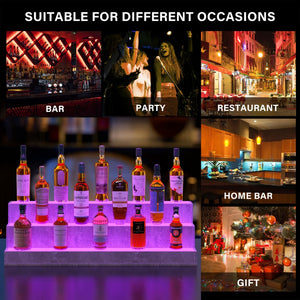 English Elm Led Illuminated 3 Tier Freestanding Bar Bottle Display Shelf with App Remote Control Grey W2178P163236