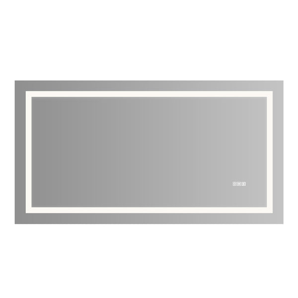 English Elm 60" LED Bathroom Mirror 60"x32" Frameless Lighted Vanity with Anti-Fog Touch Sensor, Dimmable Color Temps and Shatterproof Glass W134070939