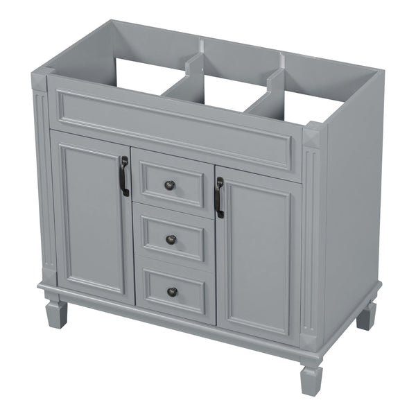 English Elm 36'' Modern Bathroom Vanity Cabinet Only with 2 Soft-Close Doors & 2 Drawers, Sturdy 300lb Capacity Gray N710P236997E