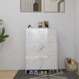 Hearth and Haven White Marble Color High Glossy 3 Doors Shoe Cabinet with Retro Handles W2139142766