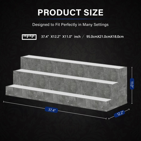 English Elm Led Illuminated 3 Tier Freestanding Bar Bottle Display Shelf with App Remote Control Grey W2178P163236