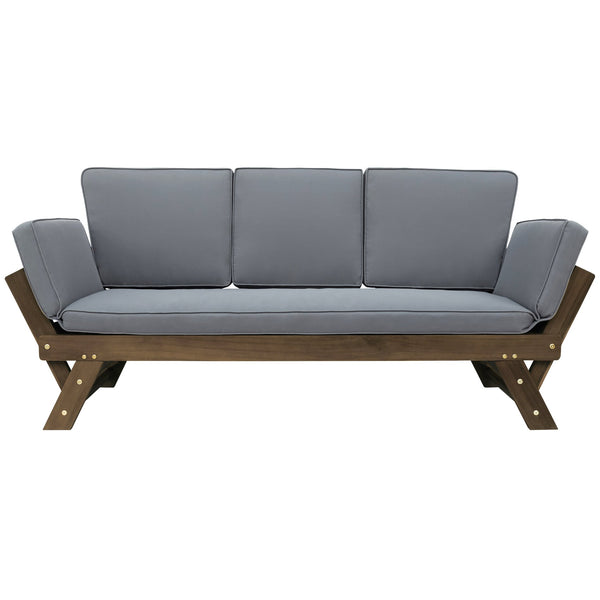 English Elm TOPMAX Outdoor Adjustable Patio Daybed Sofa with Acacia Hardwood Frame, Water-Resistant Cushions Gray SP100141AAE