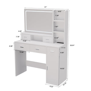 English Elm Newly Designed Led Smart Vanity with Drawer Storage for Bedroom Dressing Routine W1320138091
