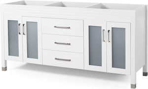 English Elm Christopher Knight Home® - 72'' White Vanity Cabinet 72" Double Sink Base with Frosted Glass Doors, Soft-Close Drawers, Solid Wood 65597.00