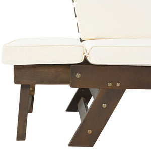 English Elm TOPMAX Outdoor Adjustable Patio Daybed Sofa with Acacia Hardwood Frame, Water-Resistant Cushions Beige SP100141AAA